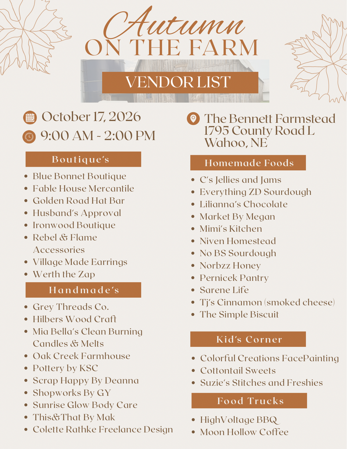 Autumn On The Farm - Hat Bar Ticket