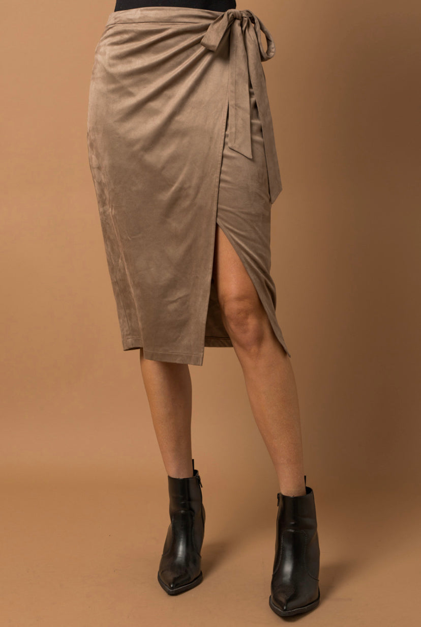 Suede Wrap Skirt