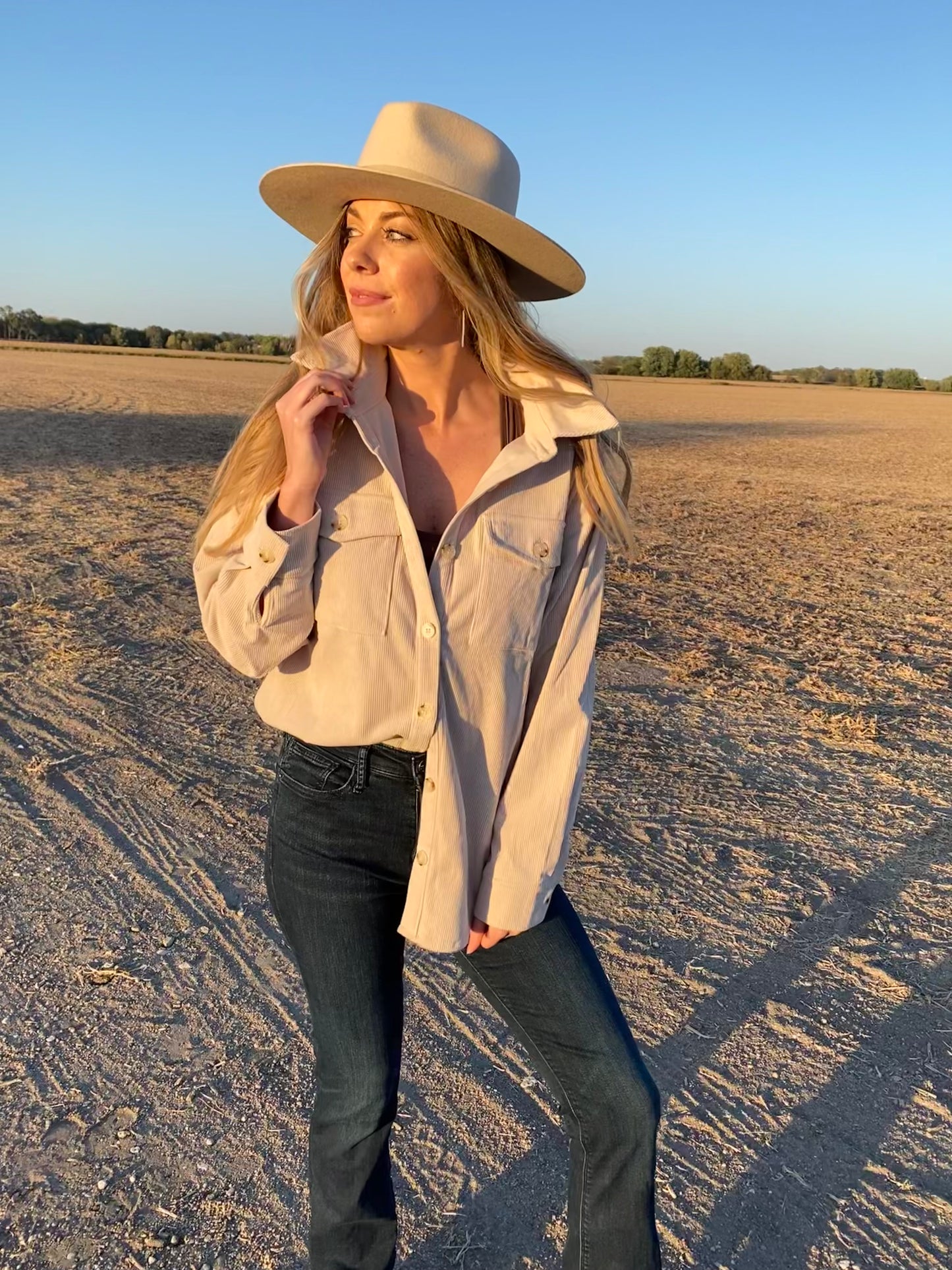 Cream Corduroy Shacket