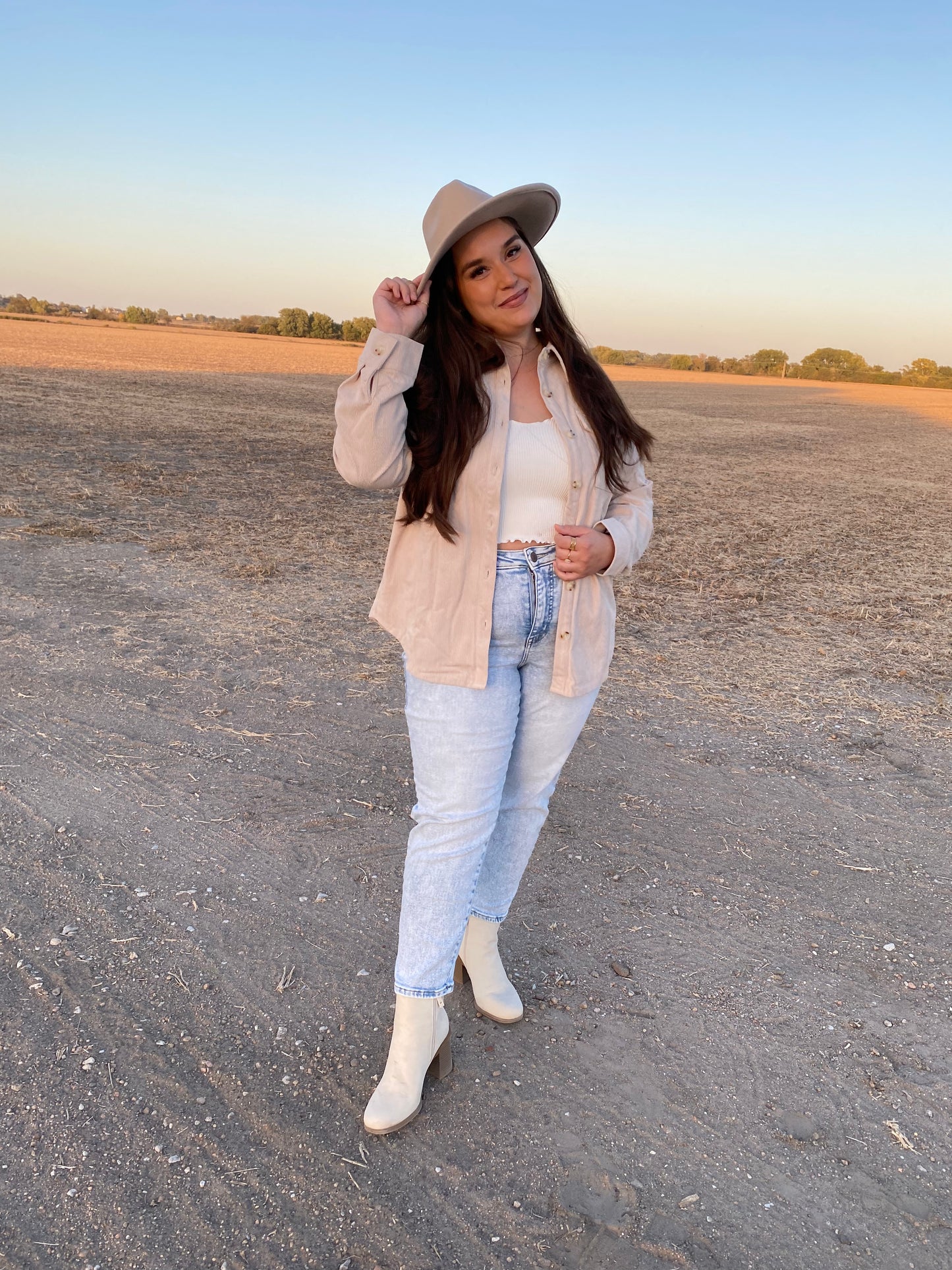 Cream Corduroy Shacket