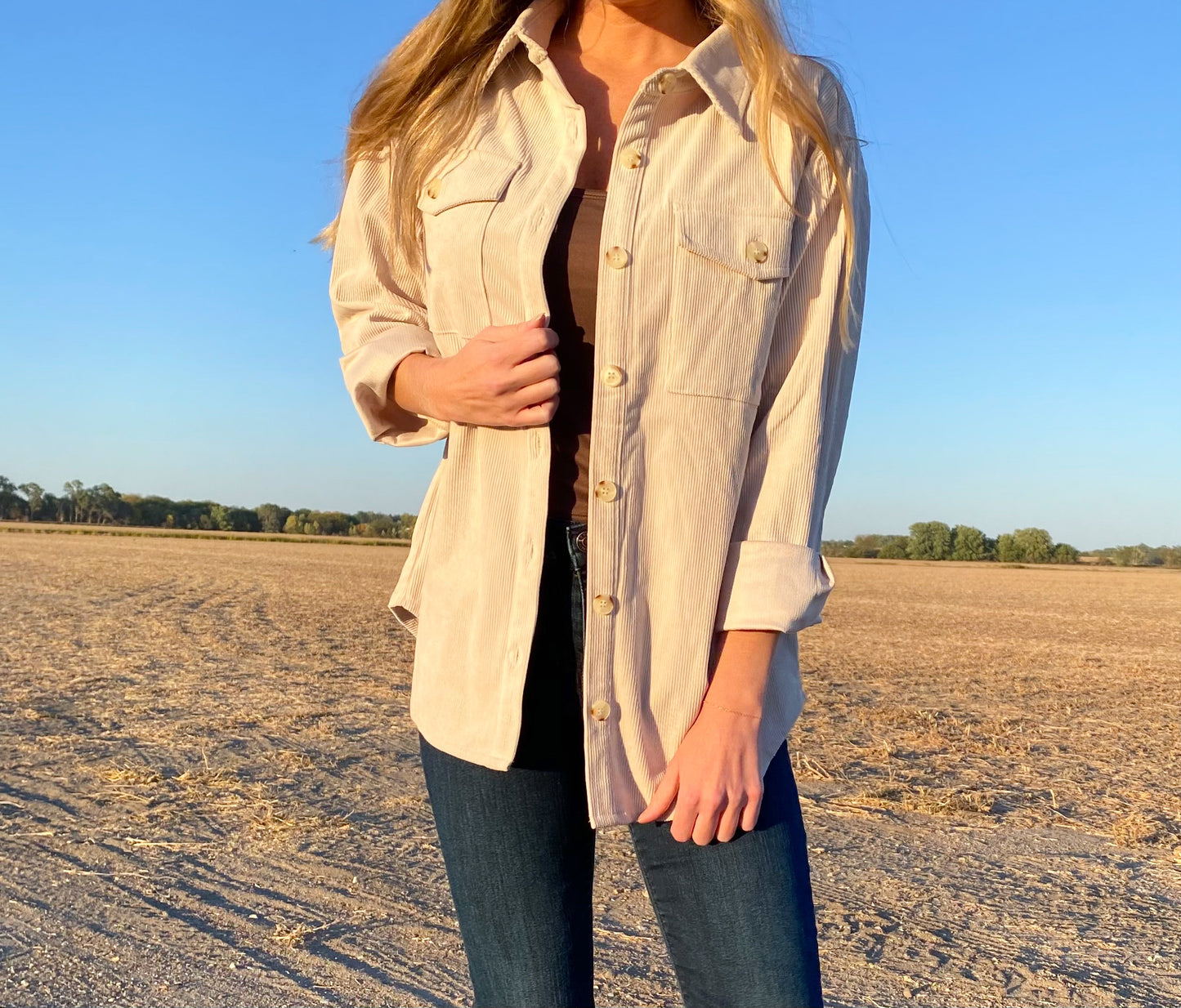 Cream Corduroy Shacket