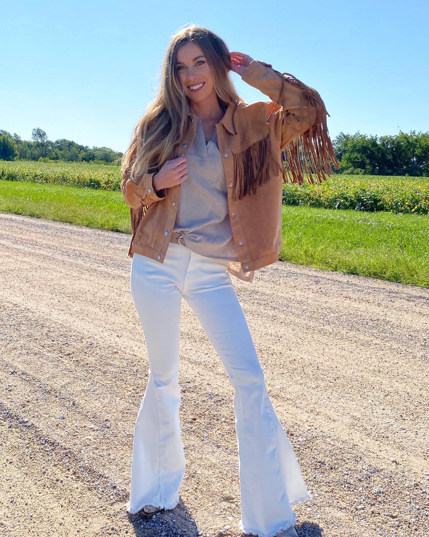 Camel Fringe Oversized Jacket