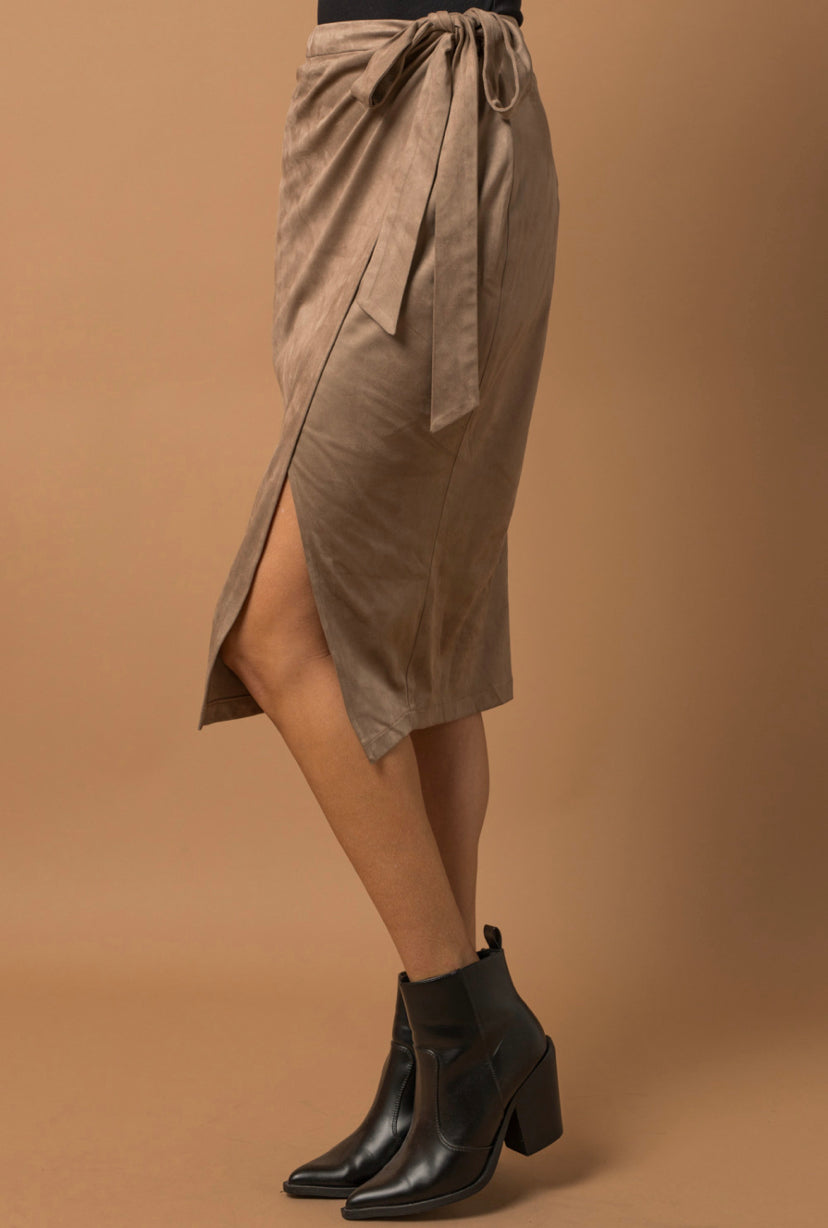 Suede Wrap Skirt