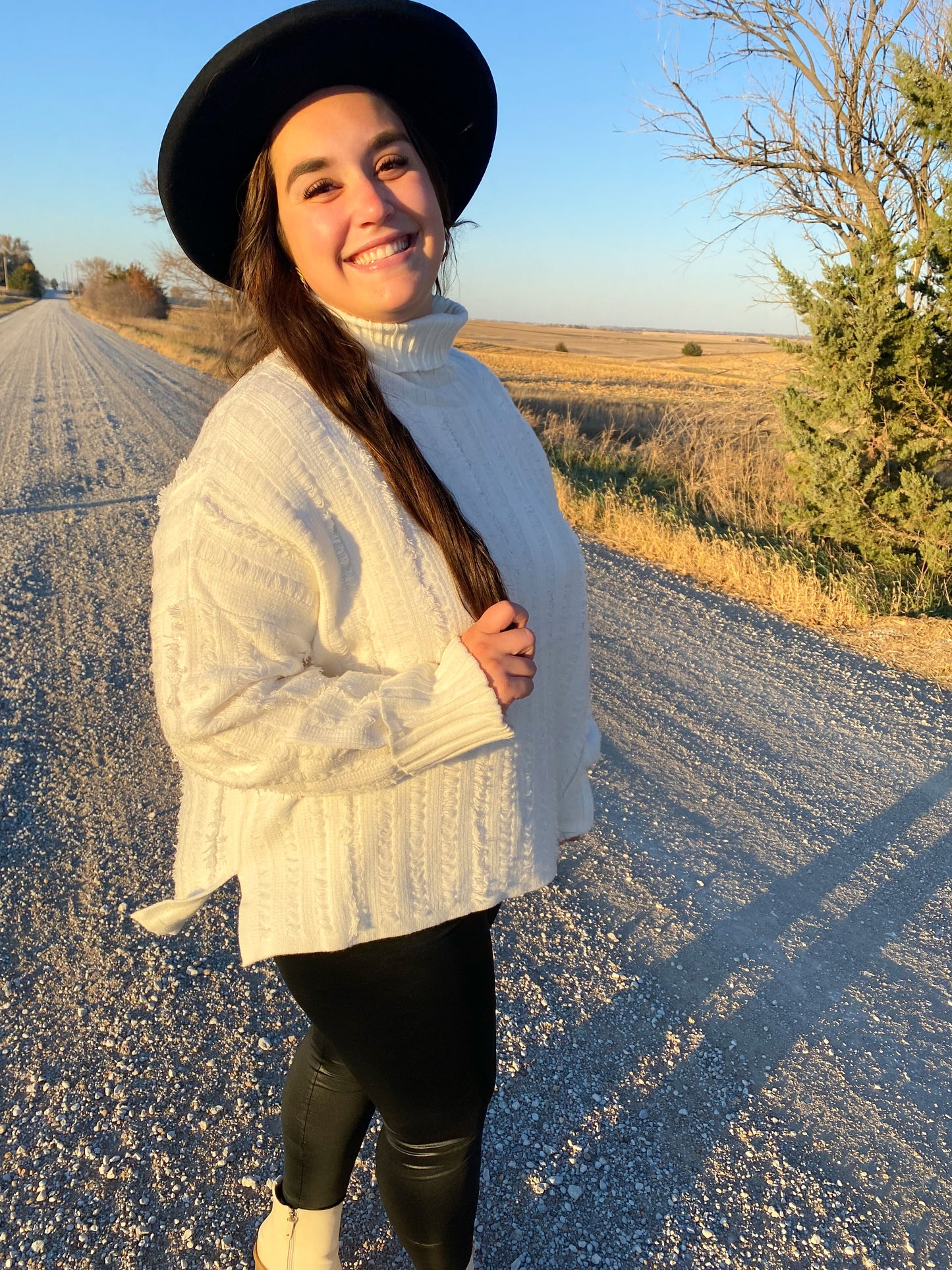 Curvy Distressed Turtleneck Sweater