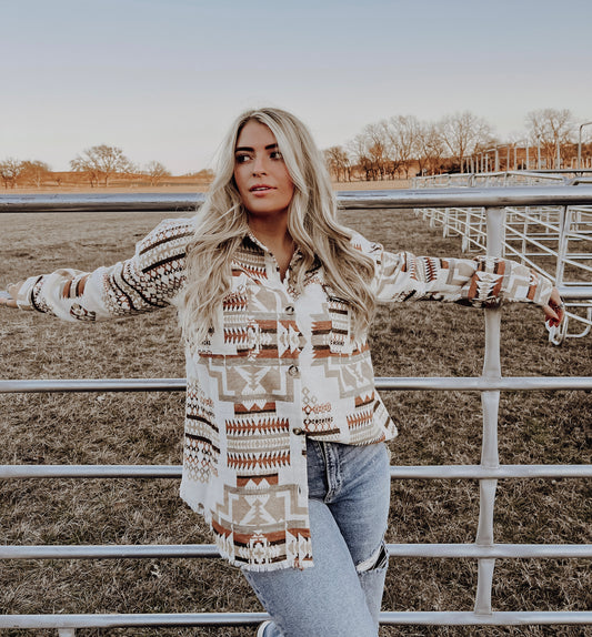 Curvy Cheyenne Aztec Shacket