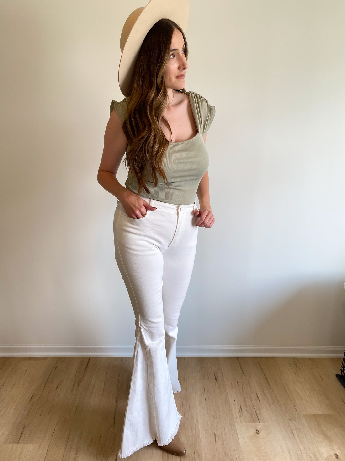 White Bell Bottom Jeans