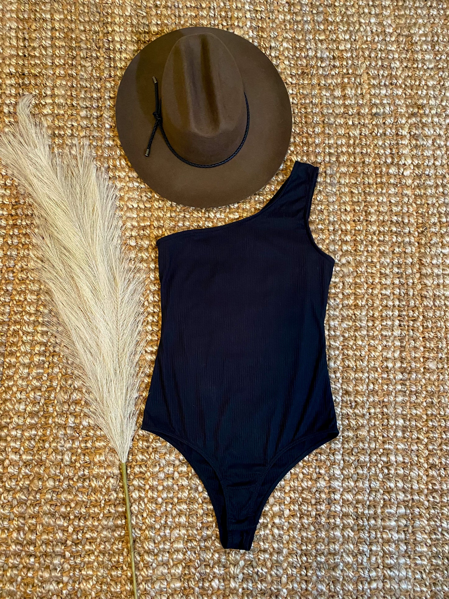 Black One Shoulder Bodysuit